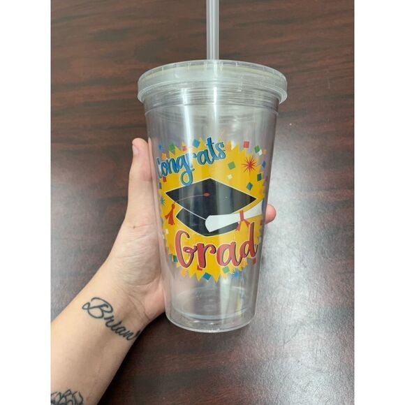 Congrats Grad Cup Graduation Tumbler with Straw - Picture 1 of 4